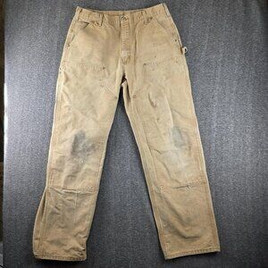 Carhartt B136 Pants Mens 32x33 Beige Relaxed Fit Canvas Carpenter Work Utility